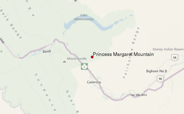 Princess Margaret Mountain Location Map