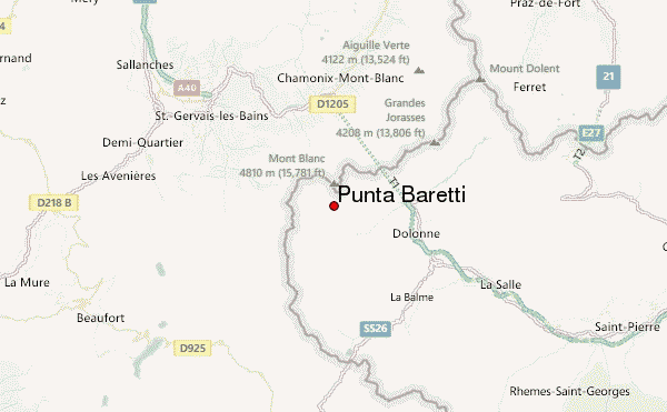Punta Baretti Location Map