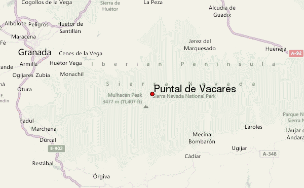 Puntal de Vacares Location Map