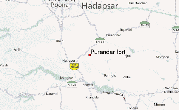Purandar fort Location Map