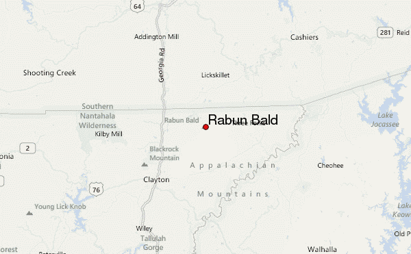 Rabun Bald Location Map