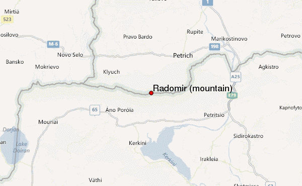Radomir (mountain) Location Map