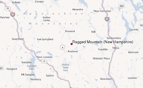 Ragged Mountain (New Hampshire) Location Map