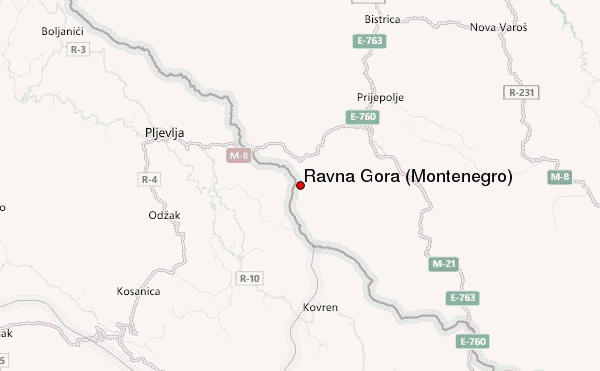 Ravna Gora (Montenegro) Location Map