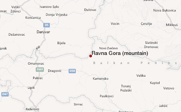 Ravna Gora (mountain) Location Map