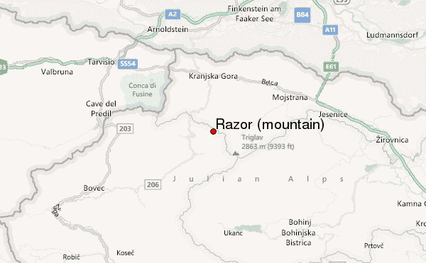 Razor (mountain) Location Map
