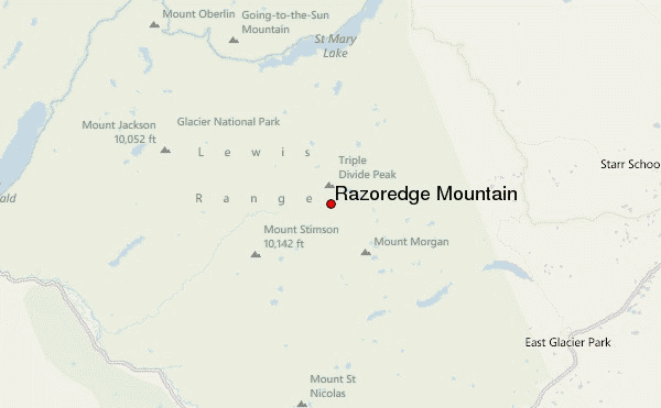 Razoredge Mountain Location Map