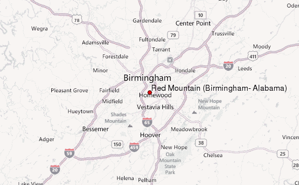 Red Mountain (Birmingham, Alabama) Location Map