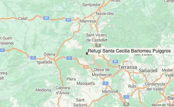 Refugi Santa Cecília “Bartomeu Puiggròs” Location Map
