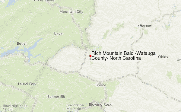 Rich Mountain Bald (Watauga County, North Carolina) Location Map
