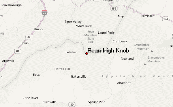 Roan High Knob Location Map