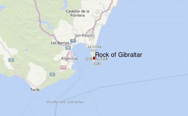 Rock of Gibraltar Location Map