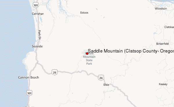 Saddle Mountain (Clatsop County, Oregon) Location Map