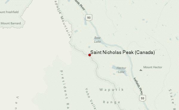 Saint Nicholas Peak (Canada) Location Map