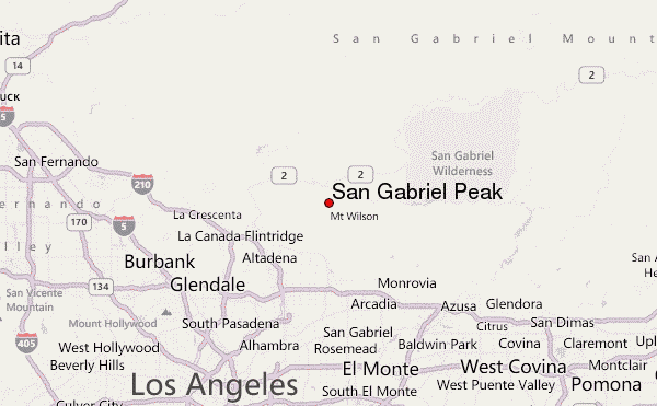 San Gabriel Peak Location Map