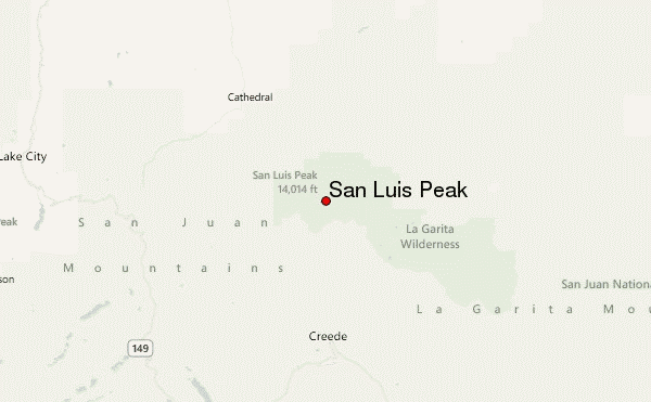 San Luis Peak Location Map