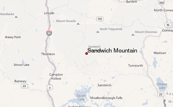 Sandwich Mountain Location Map