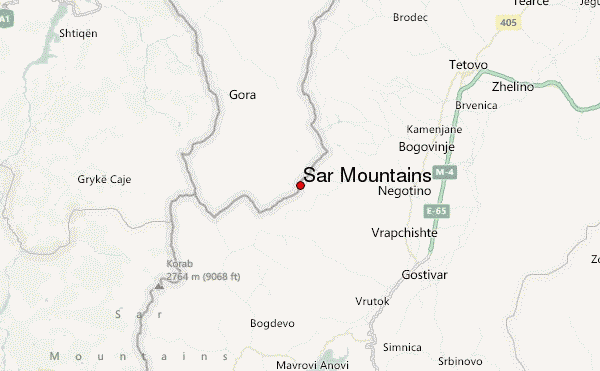 Šar Mountains Location Map