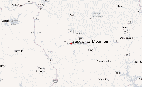 Sassafras Mountain Location Map