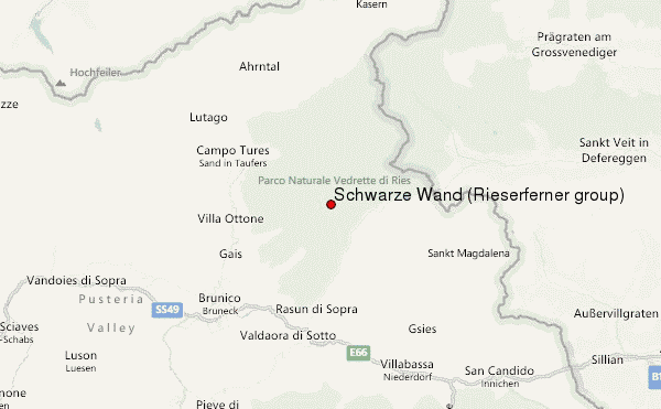 Schwarze Wand (Rieserferner group) Location Map