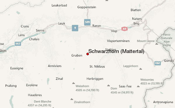 Schwarzhorn (Mattertal) Location Map