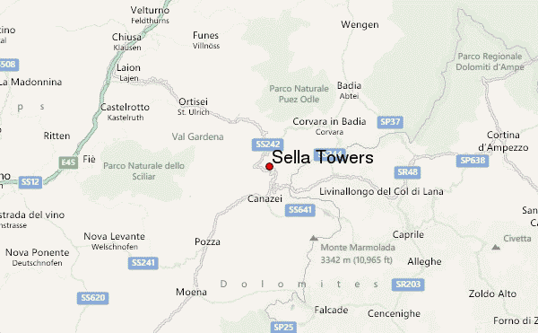 Sella Towers Location Map