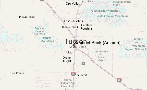 Sentinel Peak (Arizona) Location Map