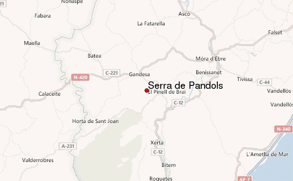 Serra de Pàndols Location Map