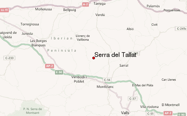 Serra del Tallat Location Map