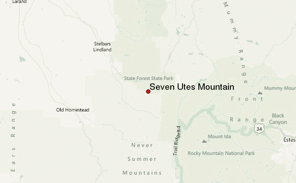 Seven Utes Mountain (Never Summer Range) Location Map