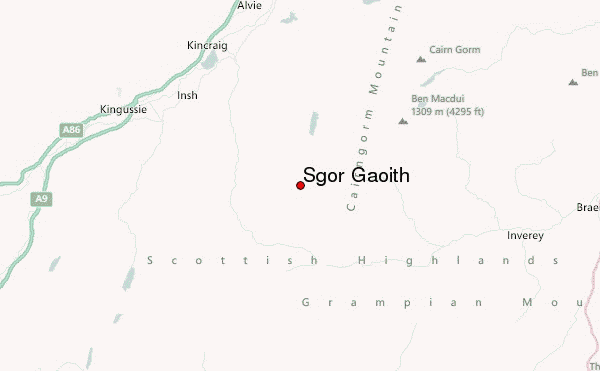 Sgor Gaoith Location Map
