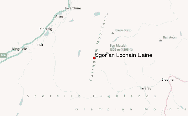 Sgor an Lochain Uaine Location Map