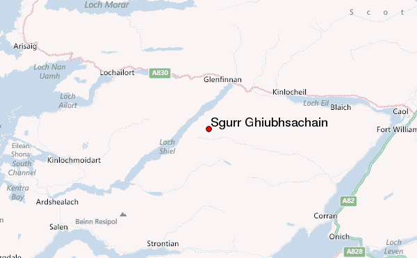Sgurr Ghiubhsachain Location Map