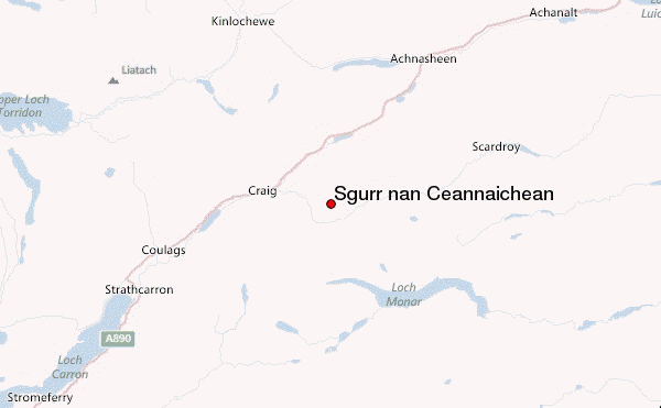 Sgurr nan Ceannaichean Location Map