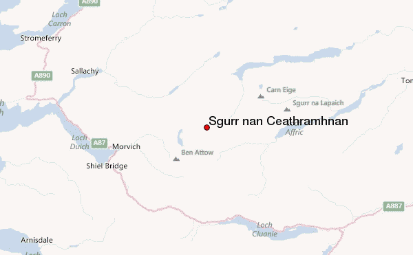 Sgùrr nan Ceathramhnan Location Map
