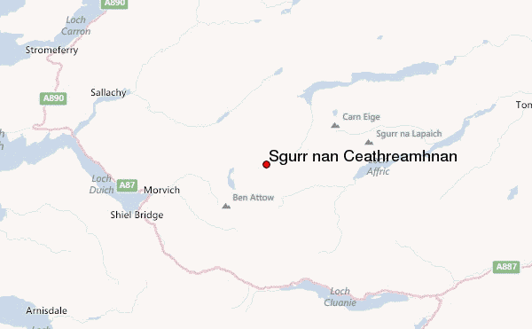 Sgùrr nan Ceathramhnan Location Map