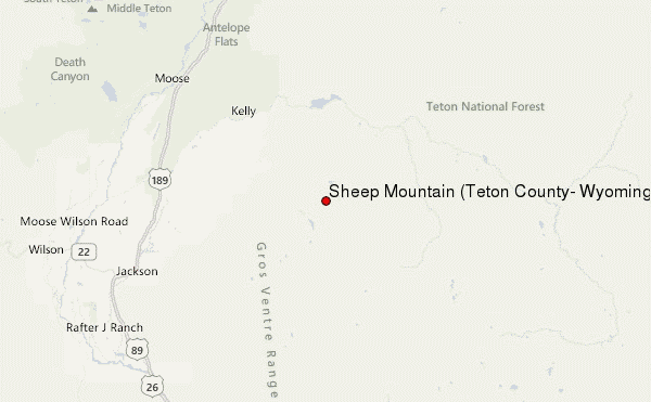 Sheep Mountain (Teton County, Wyoming) Location Map