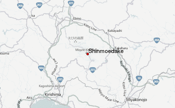 Shinmoedake Location Map