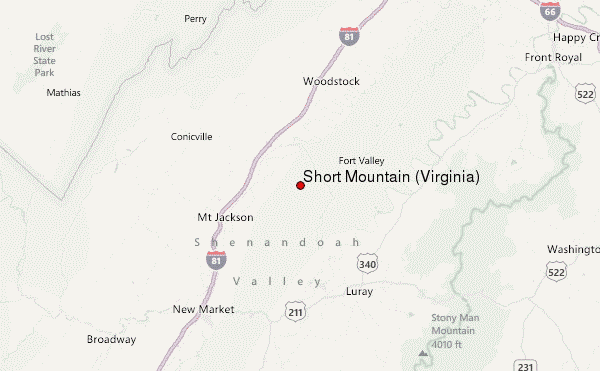 Short Mountain (Virginia) Location Map