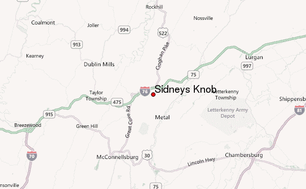 Sidneys Knob Location Map