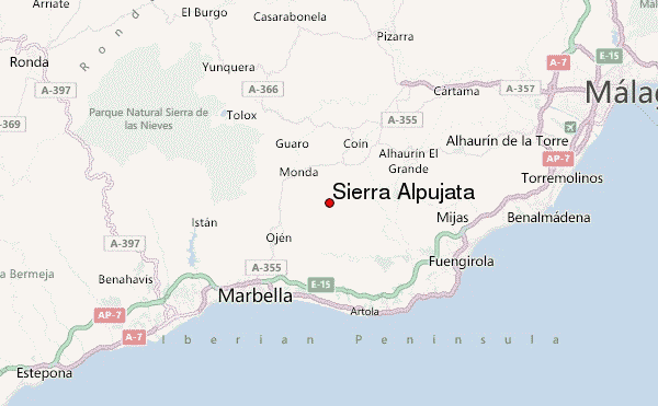 Sierra Alpujata Location Map