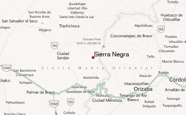 Sierra Negra Location Map