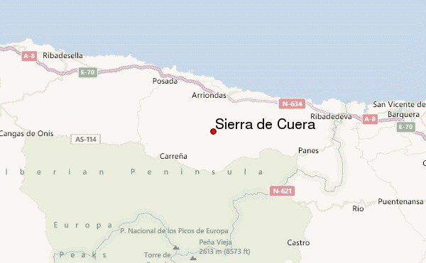Sierra de Cuera Location Map