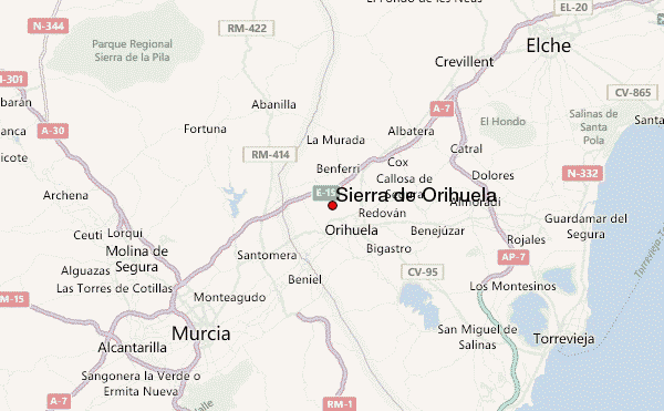 Sierra de Orihuela Location Map