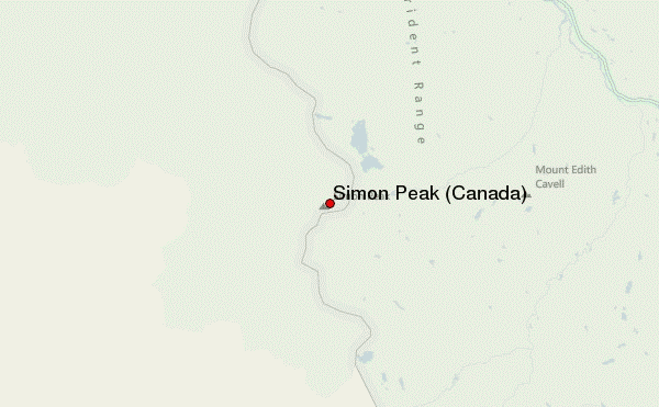 Simon Peak (Canada) Location Map