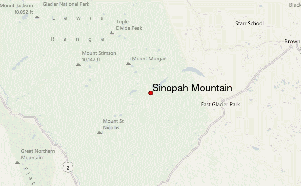 Sinopah Mountain Location Map