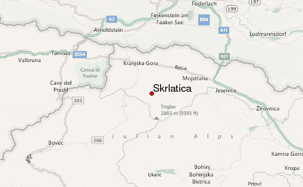 Škrlatica Location Map