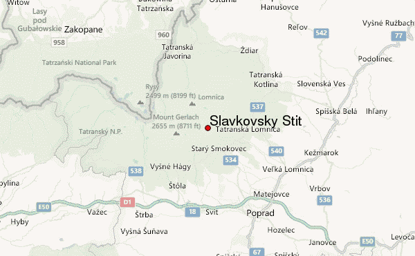 Slavkovsky Stit Location Map
