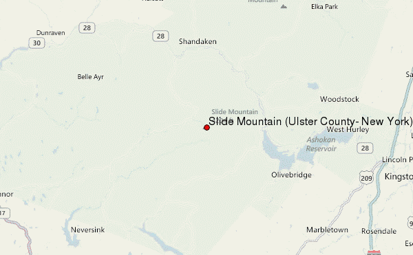 Slide Mountain (Ulster County, New York) Location Map