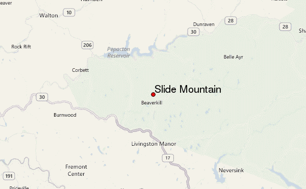 Slide Mountain Location Map